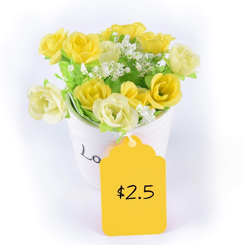 Brothersbox Yellow Price Tags 240pcs, Matte Tags with Strings Attached Marking Merchandise Hang Labels for Christmas Gifts Jewelry Clothing Garage Yard Rummage Sale Supplies 1.69 x 2.75 inch - Image 4